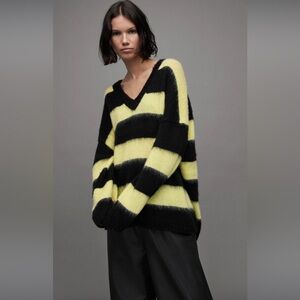 All Saints Lou V-Neck Stripe Sweater
BLACK/PISTACHIO